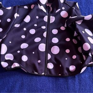 Black and Light Pink Polka Dot Zip-Front Women's Blazer